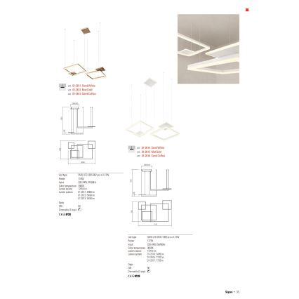 Redo 01-2611 - Suspension LED dimmable sur câble SIGUA LED/110W/230V IRC 90 blanc