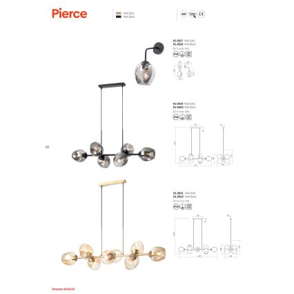 Redo 01-2617 - Applique murale PIERCE 1xE27/42W/230V doré/fumé