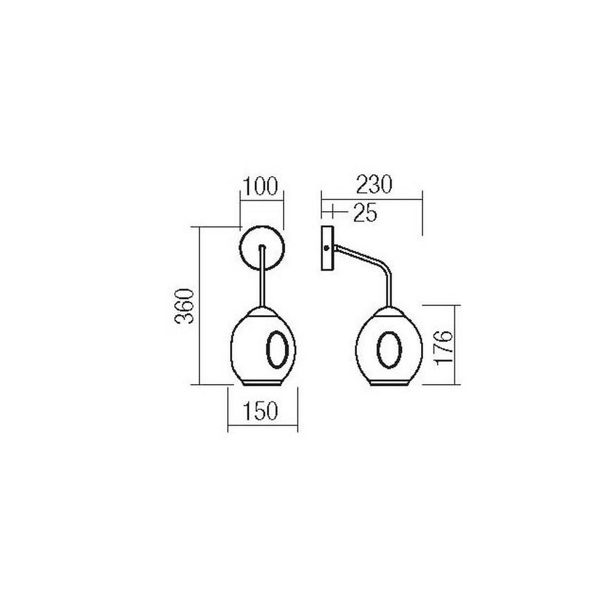 Redo 01-2617 - Applique murale PIERCE 1xE27/42W/230V doré/fumé