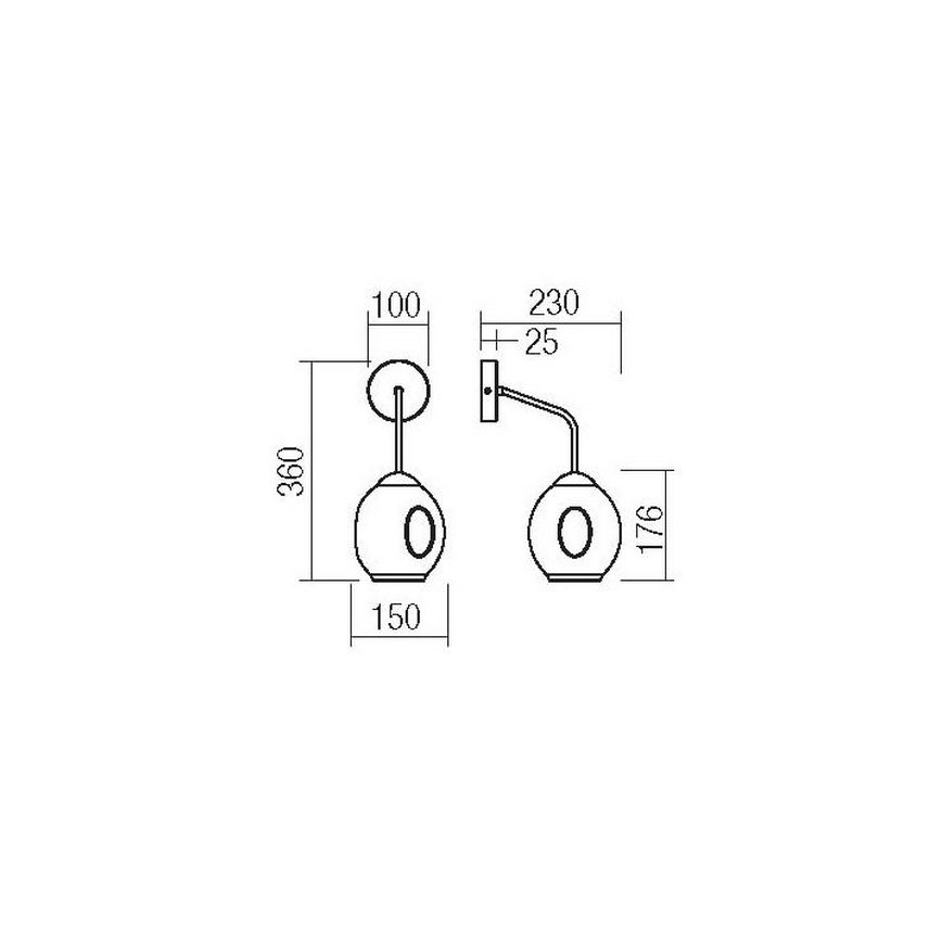 Redo 01-2618 - Applique murale PIERCE 1xE27/42W/230V noir/fumé