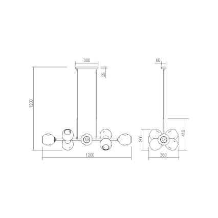 Redo 01-2621 - Suspension filaire PIERCE 8xE27/42W/230V doré/fumé