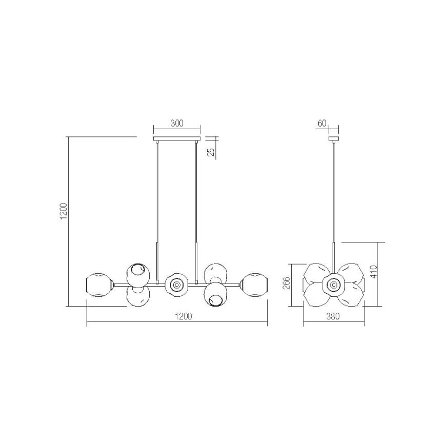 Redo 01-2621 - Suspension filaire PIERCE 8xE27/42W/230V doré/fumé