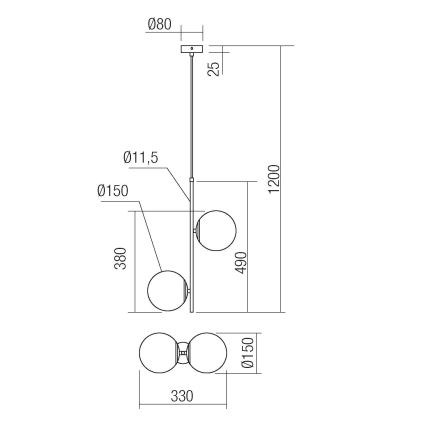 Redo 01-2625 - Suspension filaire NIVA 2xE14/28W/230V