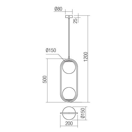 Redo 01-2626 - Suspension filaire NIVA 2xE14/28W/230V