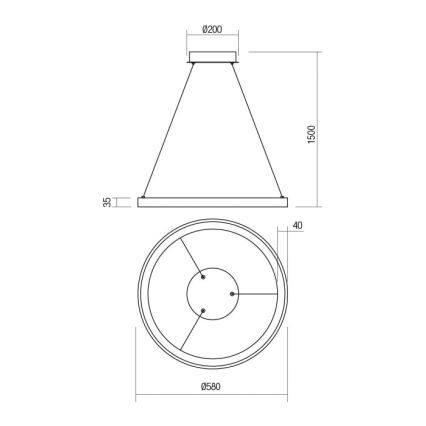 Redo 01-2674- Suspension filaire à intensité variable LED ICONIC LED/50W/230V d. 58 cm noir