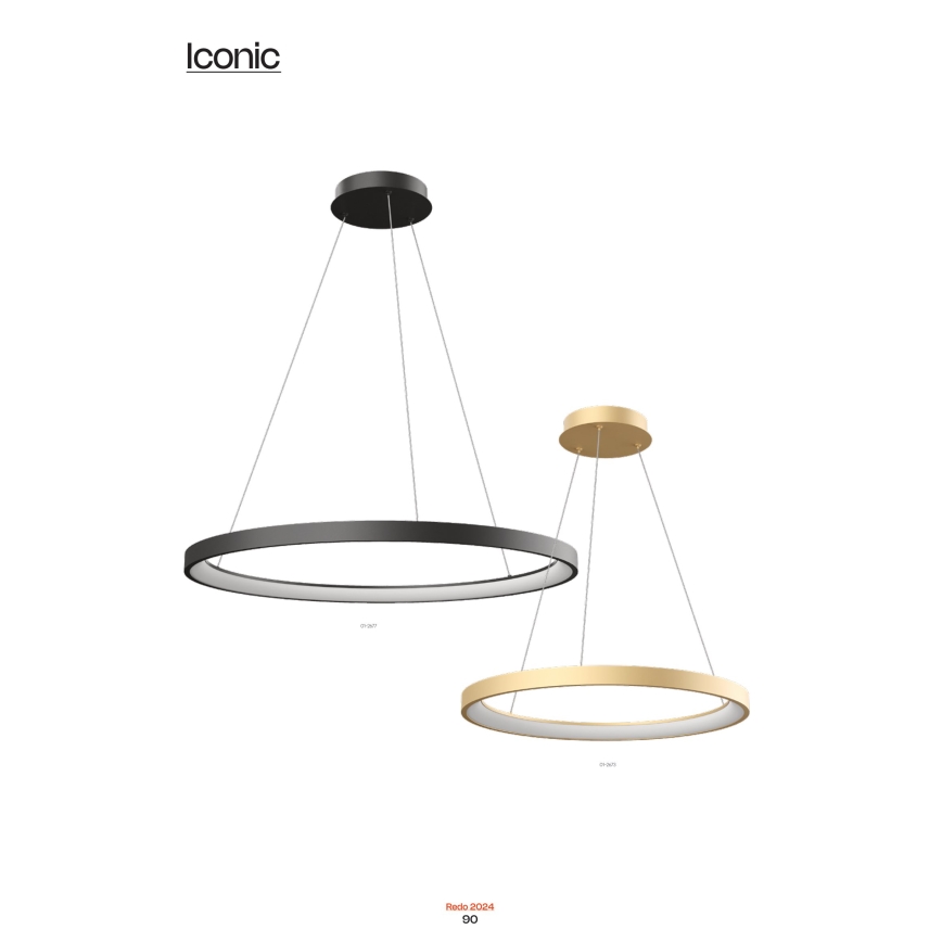 Redo 01-2676 - Suspension filaire à intensité variable ICONIC LED/60W/230V d. 78 cm doré