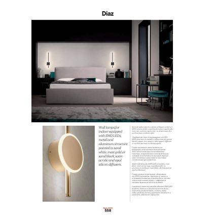 Redo 01-2697 - Applique murale LED DIAZ LED/20W/230V IRC 90 dorée