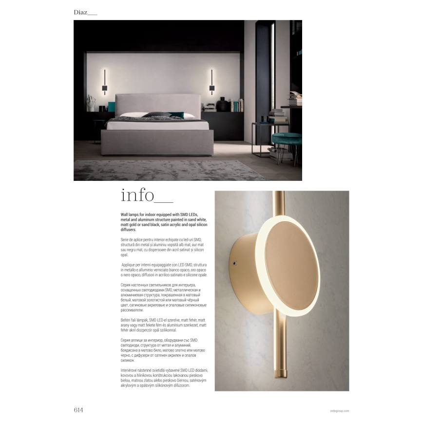 Redo 01-2701 - Applique murale DIAZ LED/18W/230V CRI 90 noir