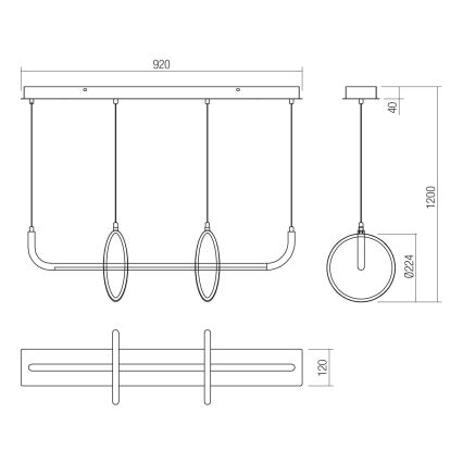 Redo 01-2705 - Suspension sur câble OLIMP LED/40W/230V 3000/4000/6500K noir