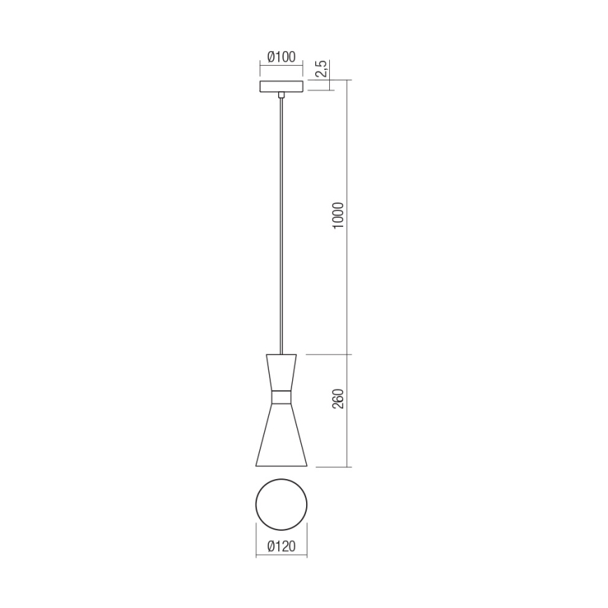 Redo 01-2711 - Suspension filaire KILT 1xE27/42W/230V d. 12 cm noir