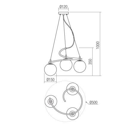 Redo 01-2715 - Suspension filaire VOLLEY 3xE14/28W/230V doré