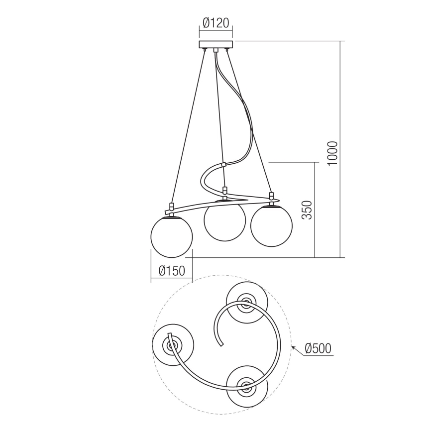 Redo 01-2716 - Suspension filaire VOLLEY 3xE14/28W/230V noir