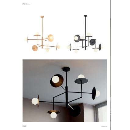 Redo 01-2733 - Suspension-barre PLATO 6xG9/10W/230V doré