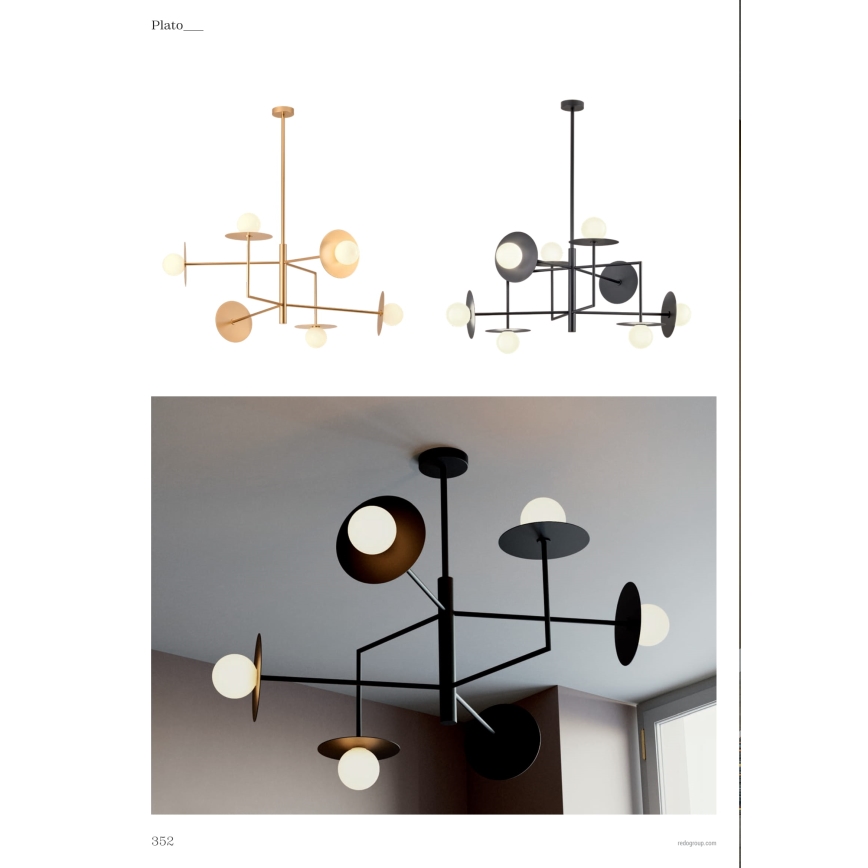 Redo 01-2734 - Suspension-barre PLATO 6xG9/10W/230V noir