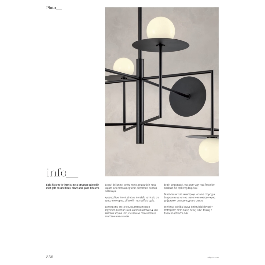 Redo 01-2734 - Suspension-barre PLATO 6xG9/10W/230V noir
