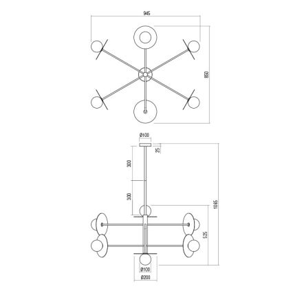 Redo 01-2734 - Suspension-barre PLATO 6xG9/10W/230V noir