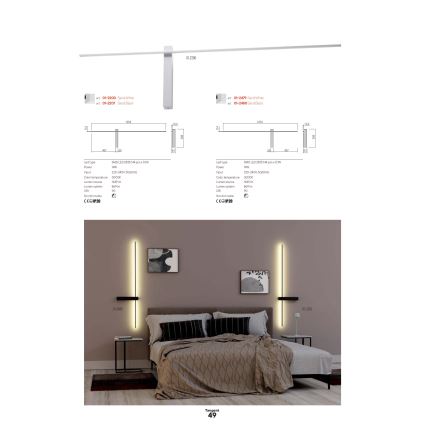 Redo 01-2744 - Applique murale LED TANGENT LED/13W/230V 3000K 63,4 cm IRC 90 blanche