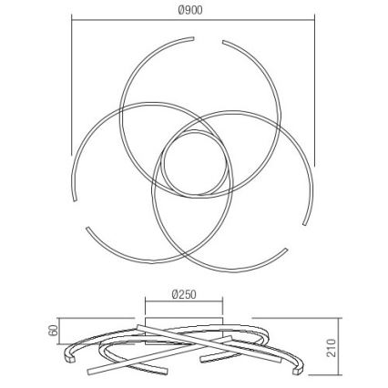 Redo 01-2748 - Plafonnier à intensité variable LED ALIEN LED/75W/230V 3000K d. 90 cm blanc