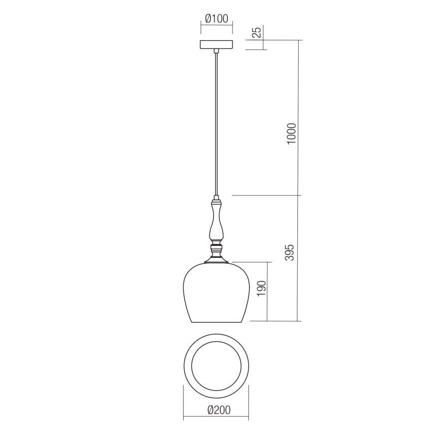 Redo 01-2752 - Suspension filaire TOLL 1xE27/42W/230V noir