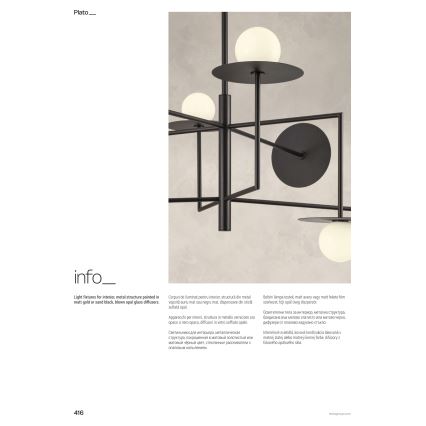 Redo 01-2753 - Lustre sur tige PLATO 8xG9/10W/230V noir