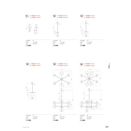 Redo 01-2753 - Lustre sur tige PLATO 8xG9/10W/230V noir