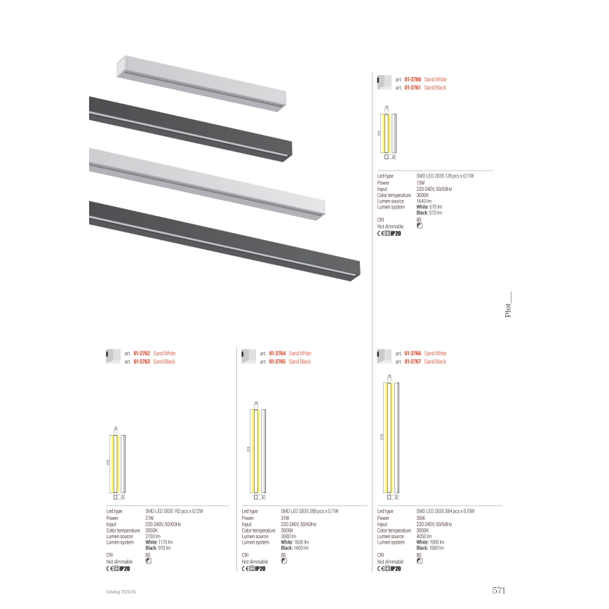 Redo 01-2765 - Applique murale PLOT LED/31W/230V 90 cm noire