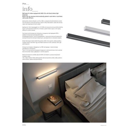 Redo 01-2766 - Applique murale PLOT LED, 35 W, 230 V, 120 cm, blanche