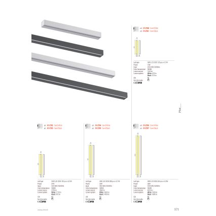 Redo 01-2766 - Applique murale PLOT LED, 35 W, 230 V, 120 cm, blanche