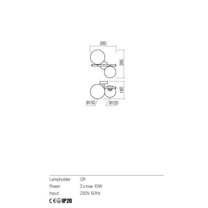 Redo 01-2778 - Applique murale ROY 2xG9/10W/230V