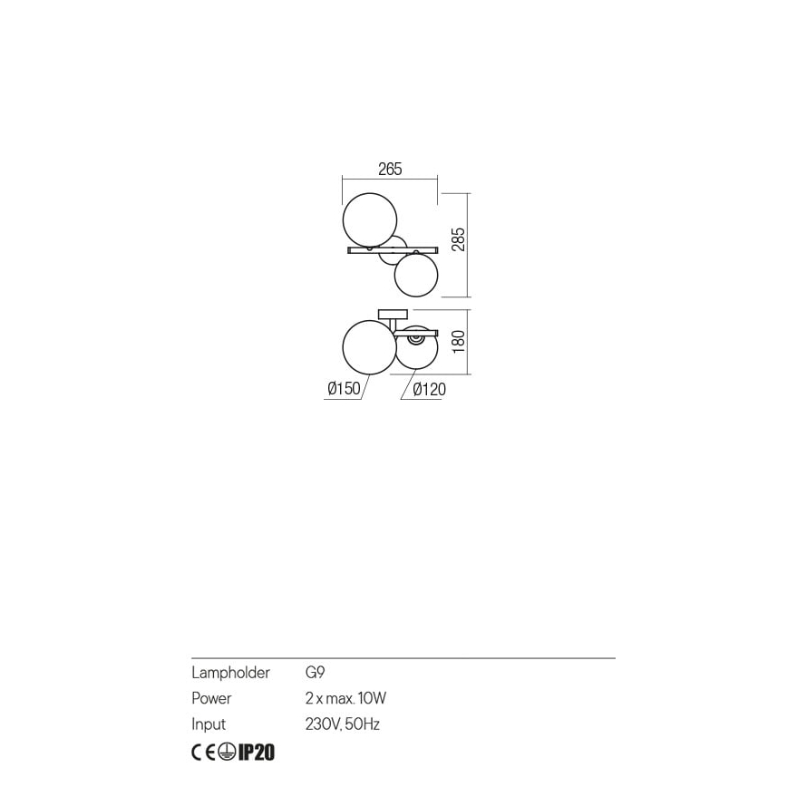 Redo 01-2778 - Applique murale ROY 2xG9/10W/230V