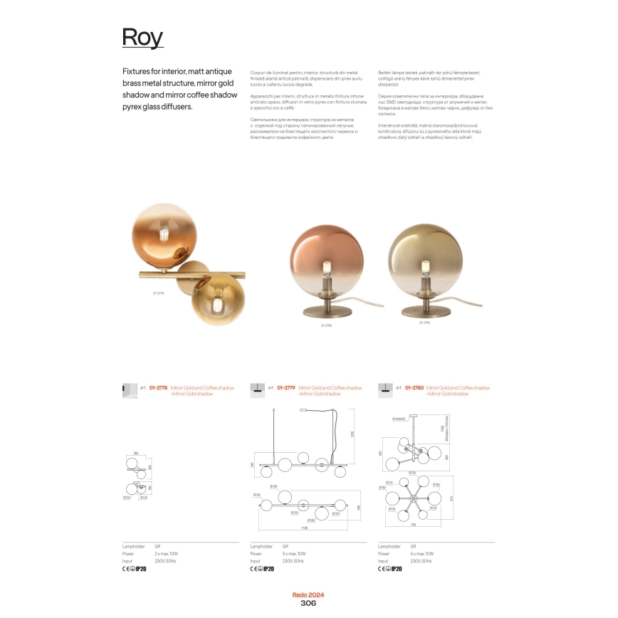 Redo 01-2781 - Suspension avec tige ROY 10xG9/10W/230V