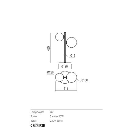 Redo 01-2784 - Lampe de table ROY 2xG9/10W/230V