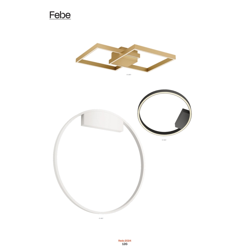 Redo 01-2817 - Applique murale à intensité variable FEBE LED/24W/230V doré