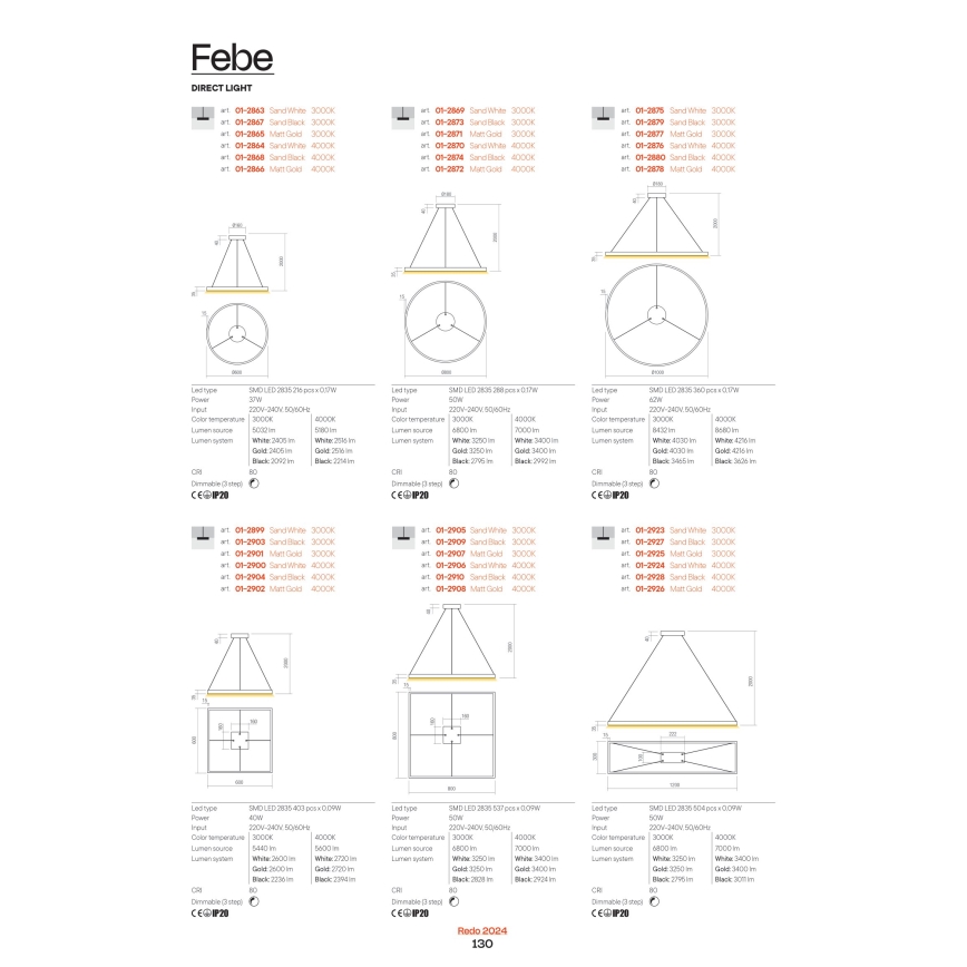 Redo 01-2835 - Applique murale LED dimmable FEBE LED/24W/230V dorée