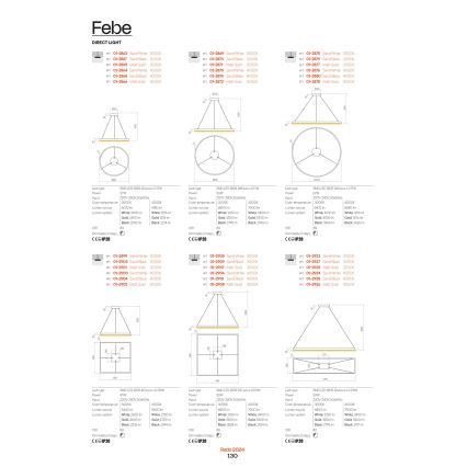 Redo 01-2865 - Lustre LED dimmable sur câble FEBE LED/37W/230V doré