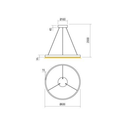Redo 01-2865 - Lustre LED dimmable sur câble FEBE LED/37W/230V doré