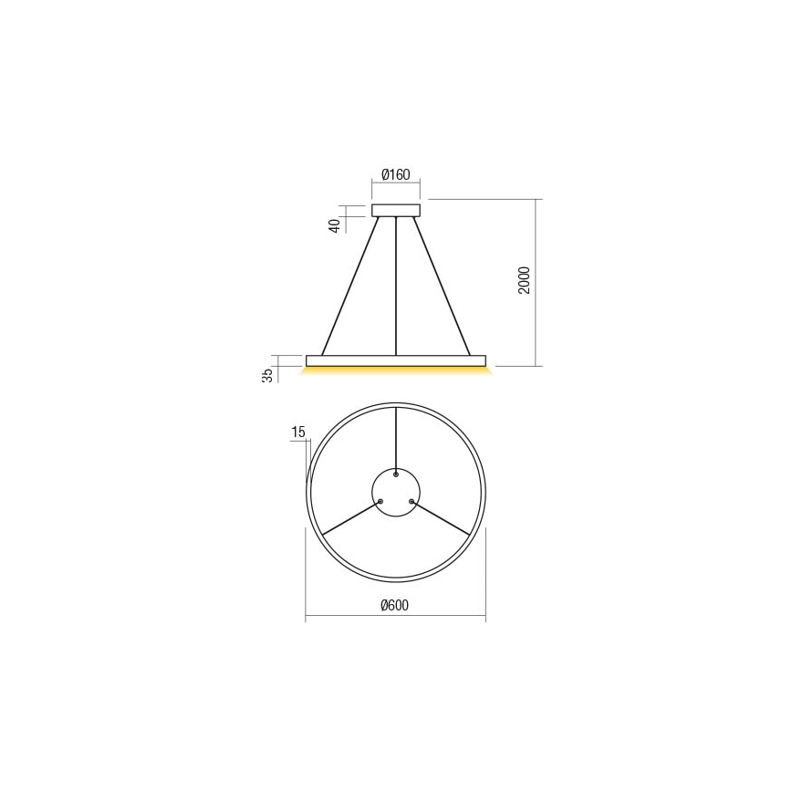 Redo 01-2865 - Lustre LED dimmable sur câble FEBE LED/37W/230V doré