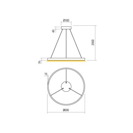 Redo 01-2865 - Suspension filaire à intensité variable FEBE LED/37W/230V doré