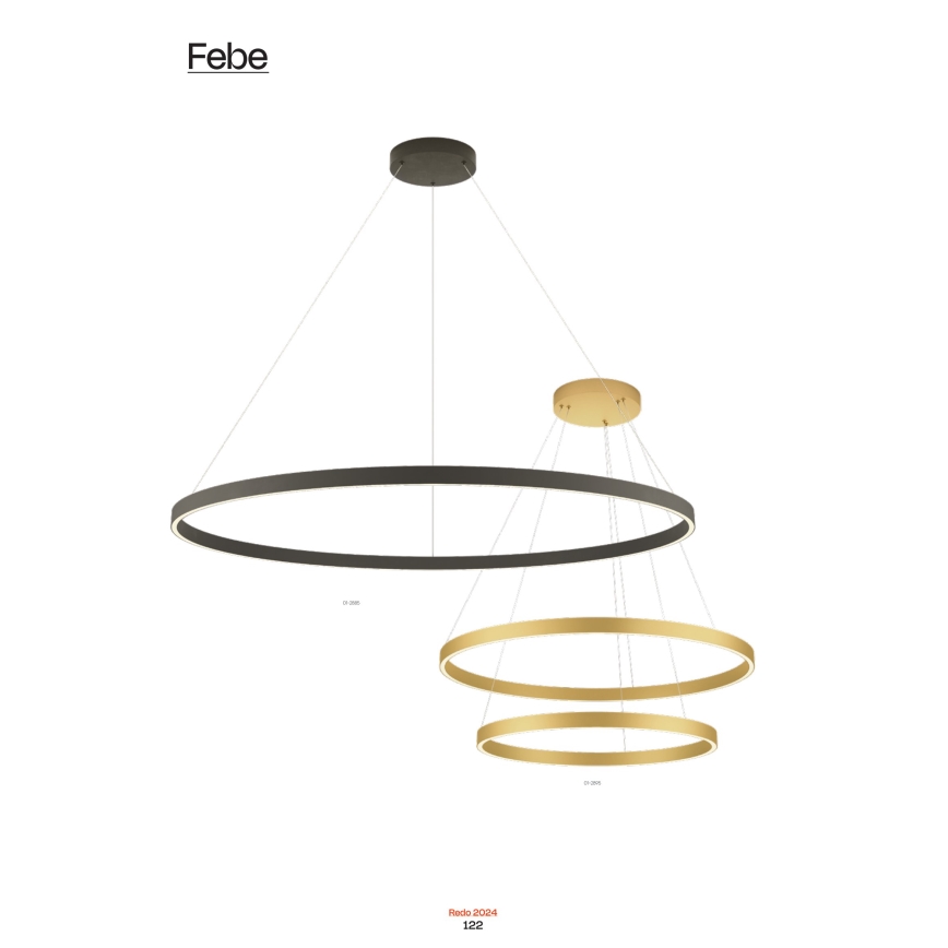 Redo 01-2889 - Lustre LED dimmable sur câble FEBE LED/62W/230V doré