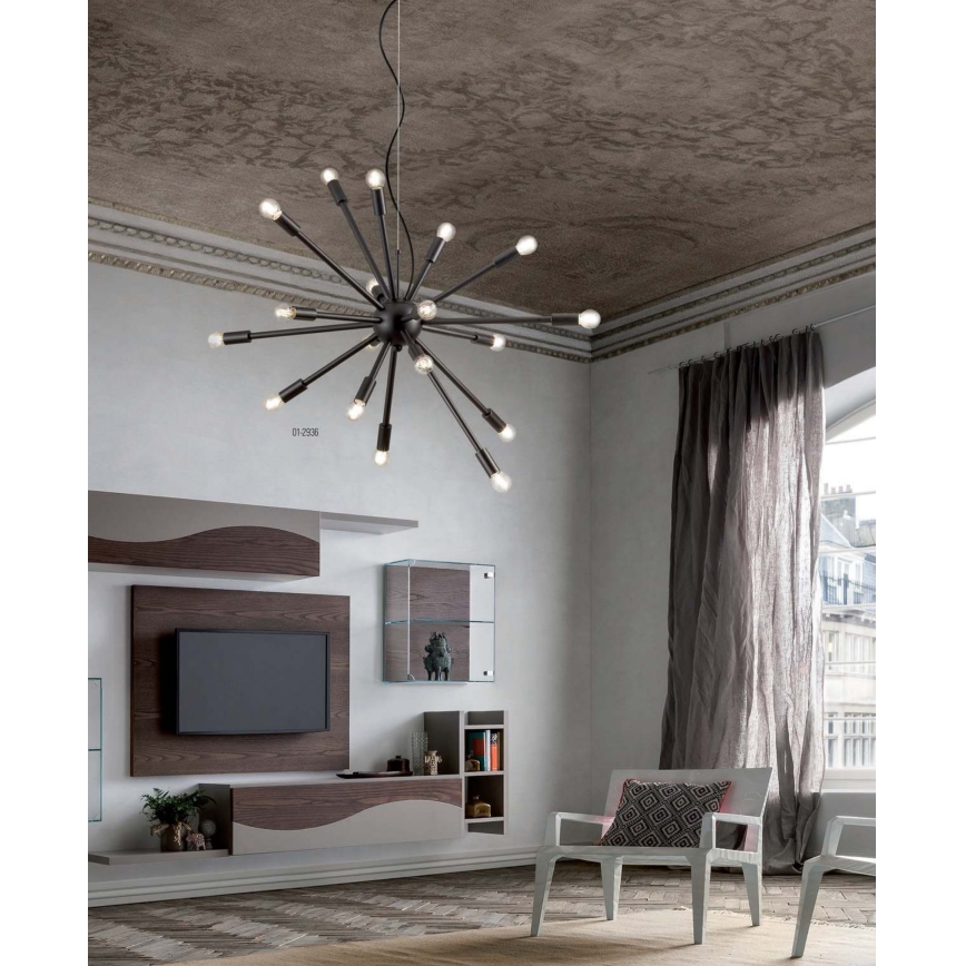Redo 01-2936 - Suspension filaire STELLAR 18xE14/25W/230V noir