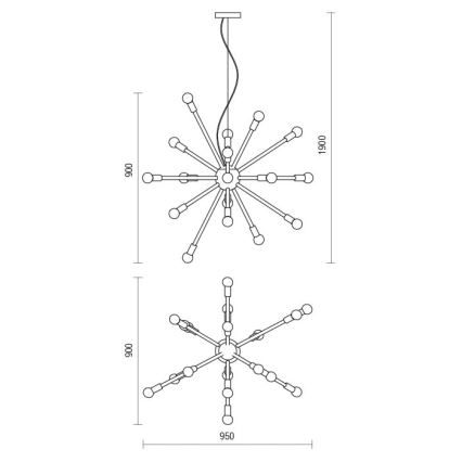 Redo 01-2936 - Suspension filaire STELLAR 18xE14/25W/230V noir