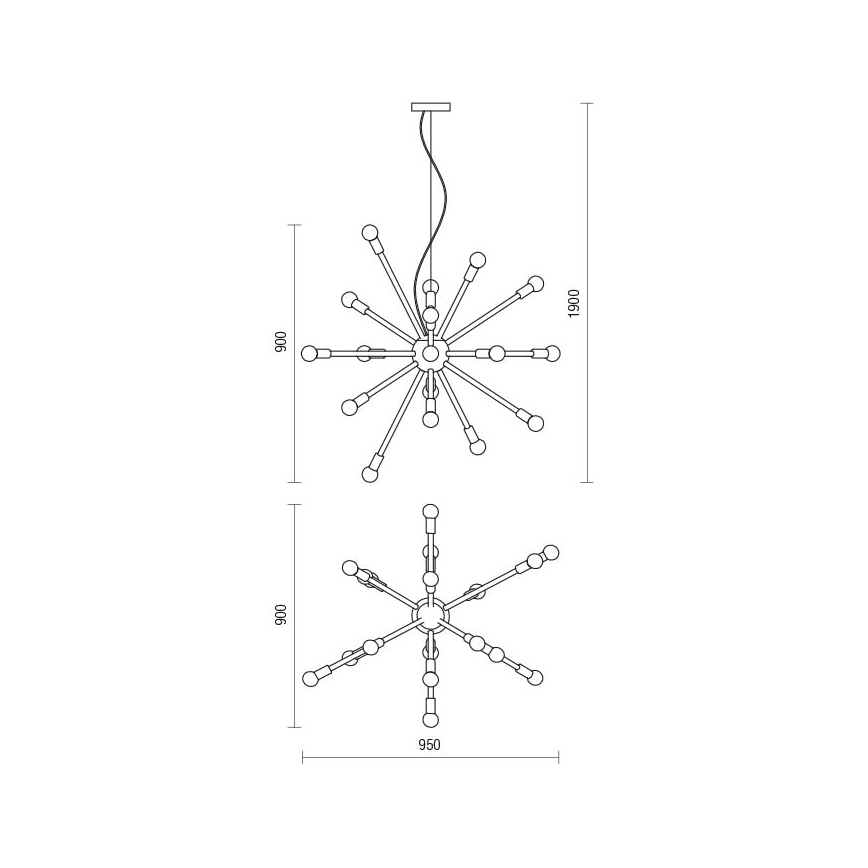 Redo 01-2936 - Suspension filaire STELLAR 18xE14/25W/230V noir