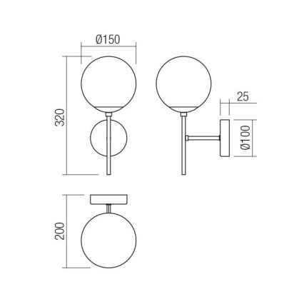 Redo 01-2942 - Applique murale MUNDI 1xE14/28W/230V cuivre/fumé