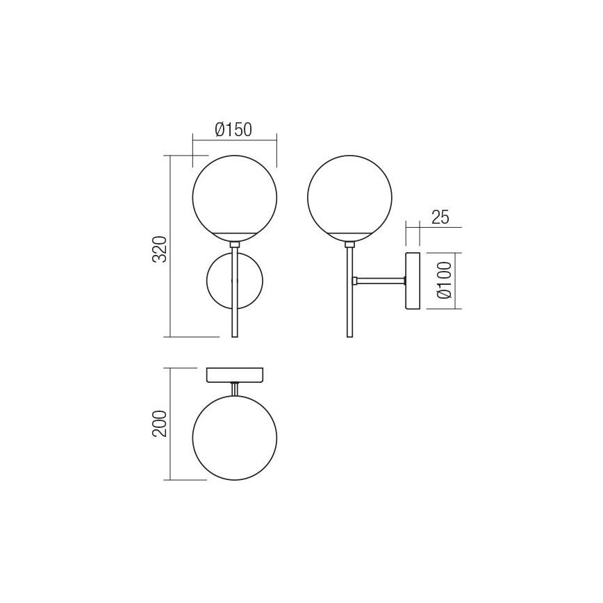 Redo 01-2942 - Applique murale MUNDI 1xE14/28W/230V cuivre/fumé