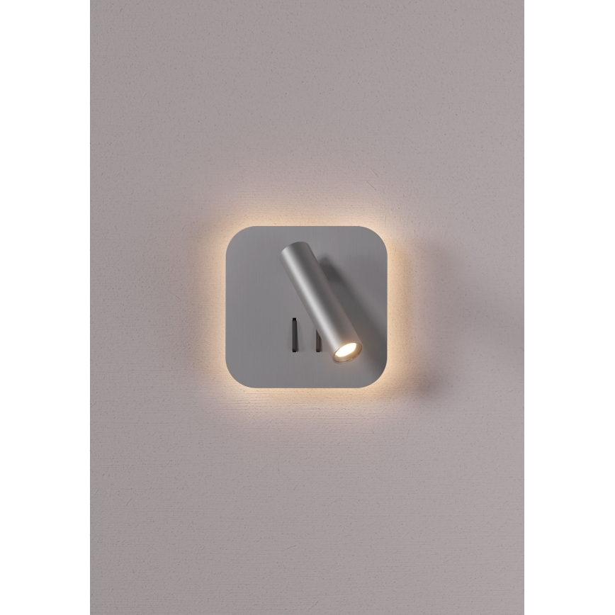 Redo 01-2978 - Applique murale LED QUDA LED/6W/230V + LED/3W 3000K IRC 90 chrome mat