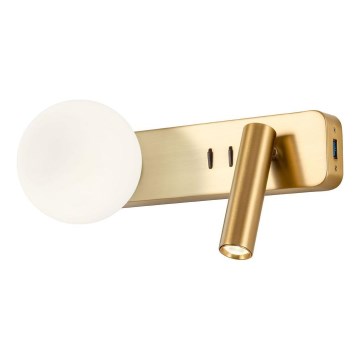 Redo 01-2992 - Applique murale LED OASIS LED/3W/230V + 1xG9/10W USB IRC 90 bronze