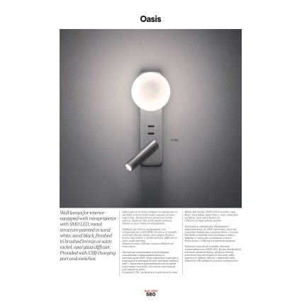 Redo 01-2994 - Applique murale LED OASIS LED/3W/230V + 1xG9/10W USB IRC 90 noir