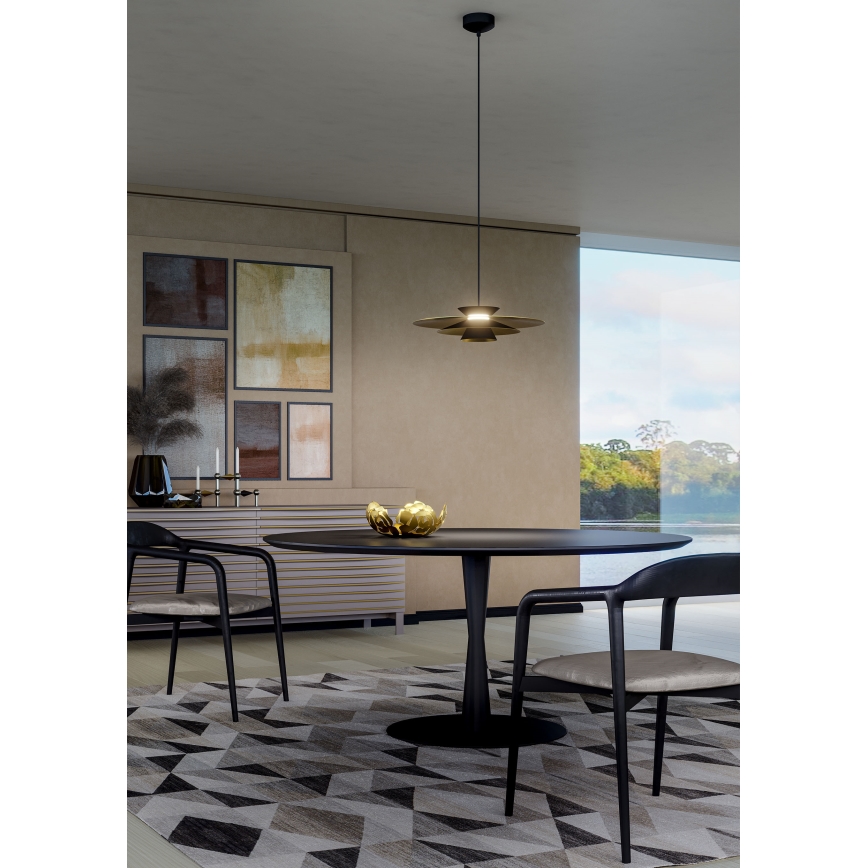 Redo 01-3001 - Lustre LED sur câble FARGO LED/16,5W/230V CRI 90 Ø 50 cm noir/or