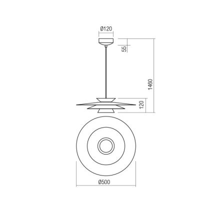 Redo 01-3001 - Lustre LED sur câble FARGO LED/16,5W/230V CRI 90 Ø 50 cm noir/or