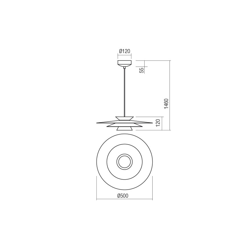 Redo 01-3001 - Lustre LED sur câble FARGO LED/16,5W/230V CRI 90 Ø 50 cm noir/or